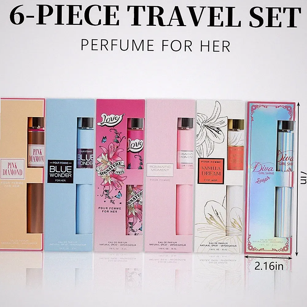 6pcs Travel Set, Women'S Eau De Parfuma Spray, Long Lasting Fragrance, 6 Differe