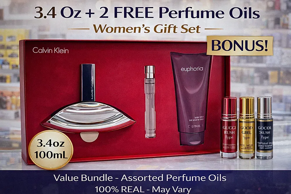 Euphoria Calvin Klein 3.4oz Perfume 3 Pcs Gift Set + 2 Free Oils