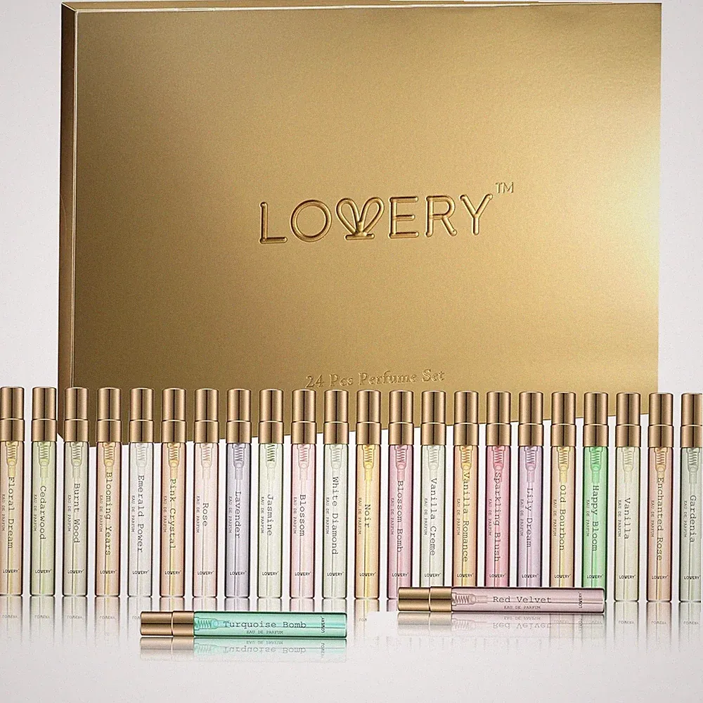 LOVERY 24pc Perfume Gift Set for Women, Valentine’s Day Floral Travel Size Scent